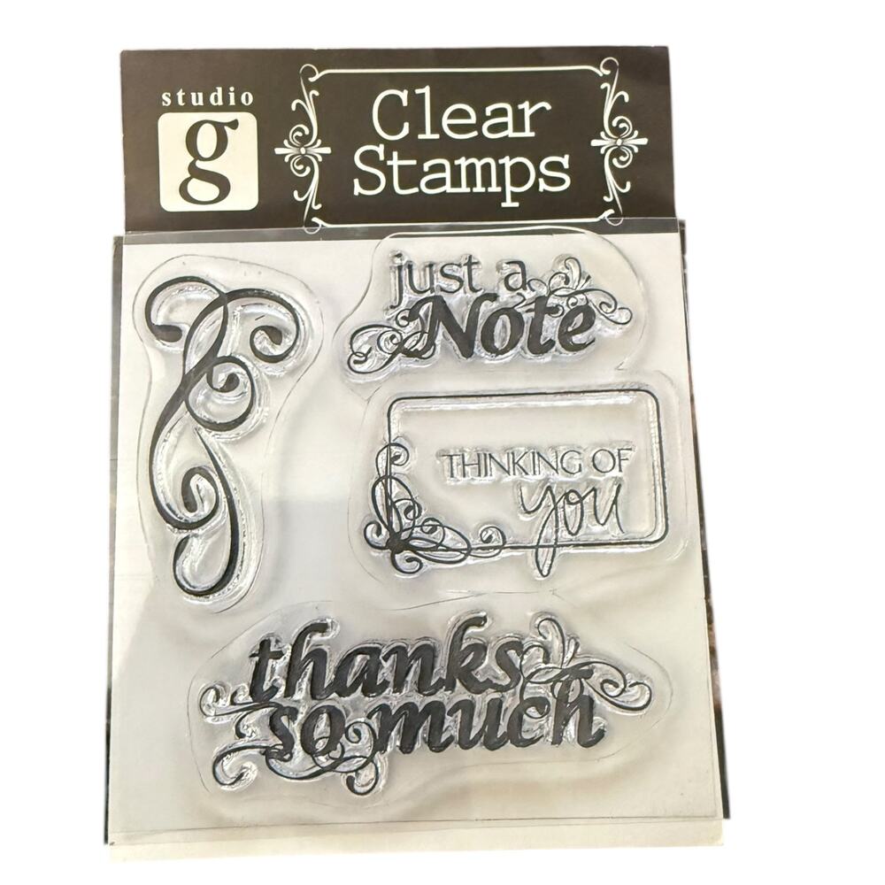 Studio G Thinking Of You Thanks So Much Just A Note Clear Cling Rubber Stamps